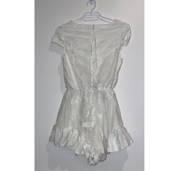 White Lace Embroidered Jumpsuit - Picture 4 of 5